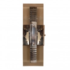 Single nickel and smoked glass sconce